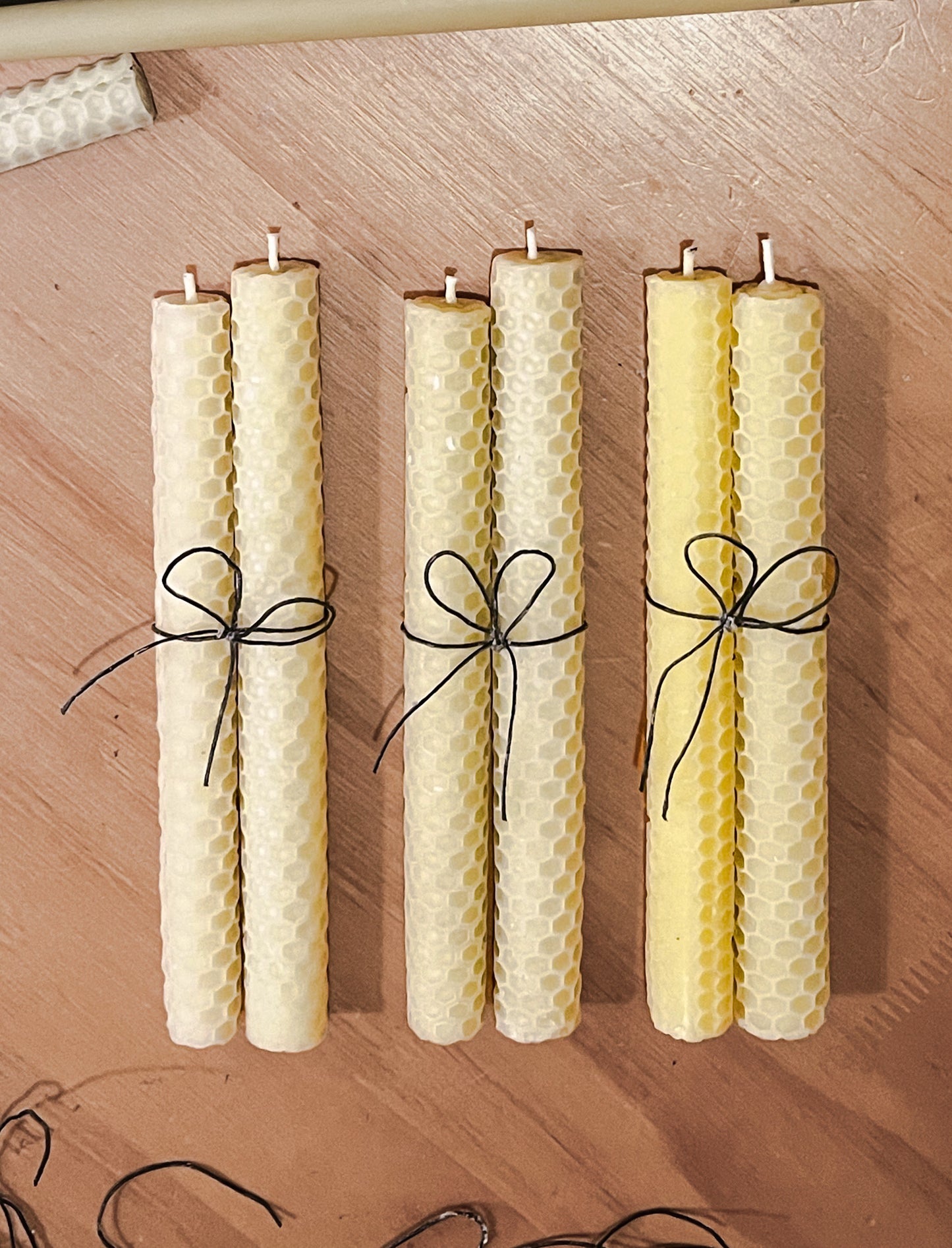 Beeswax Rolled Taper Pair, Natural