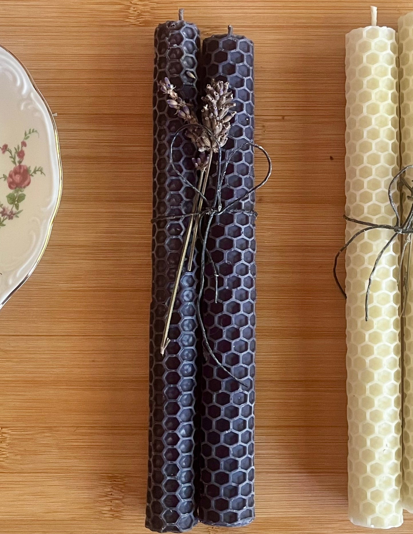 Beeswax Rolled Taper Pair, Black